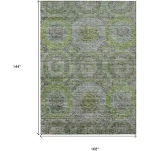 Photo of Olive Green And Gray Geometric Washable Indoor Outdoor Area Rug