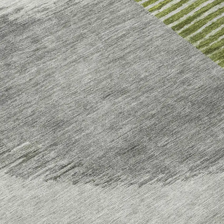 Olive Green And Gray Geometric Washable Indoor Outdoor Area Rug Photo 8