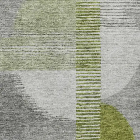 Olive Green And Gray Geometric Washable Indoor Outdoor Area Rug Photo 6