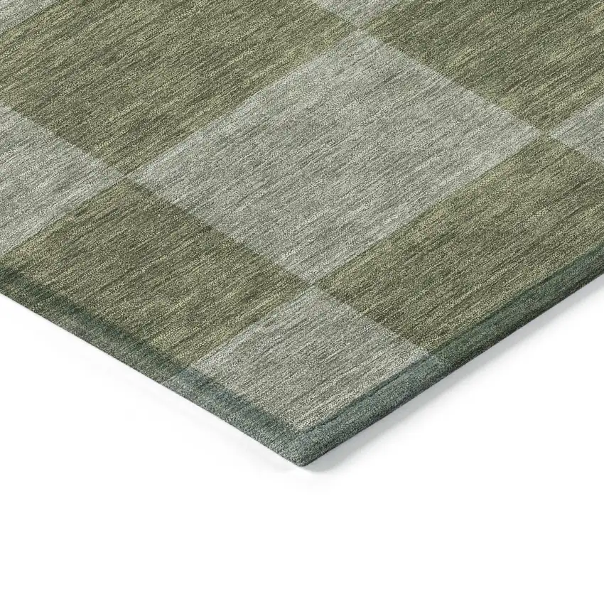 Olive Green And Gray Geometric Washable Indoor Outdoor Area Rug Photo 6