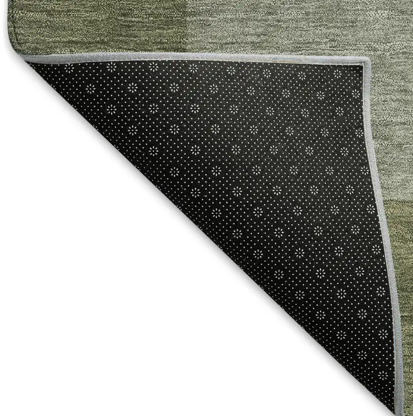 Olive Green And Gray Geometric Washable Indoor Outdoor Area Rug Photo 5