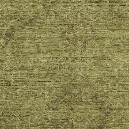 Olive Green And Gray Medallion Washable Area Rug With UV Protection Photo 2