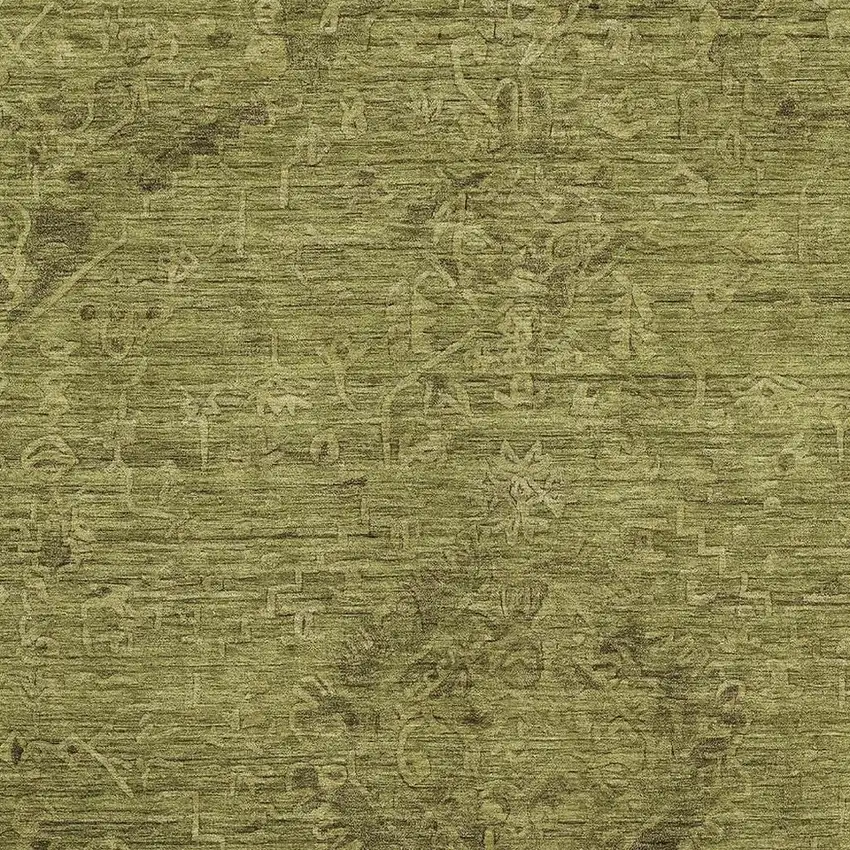 Olive Green And Gray Medallion Washable Area Rug With UV Protection Photo 2