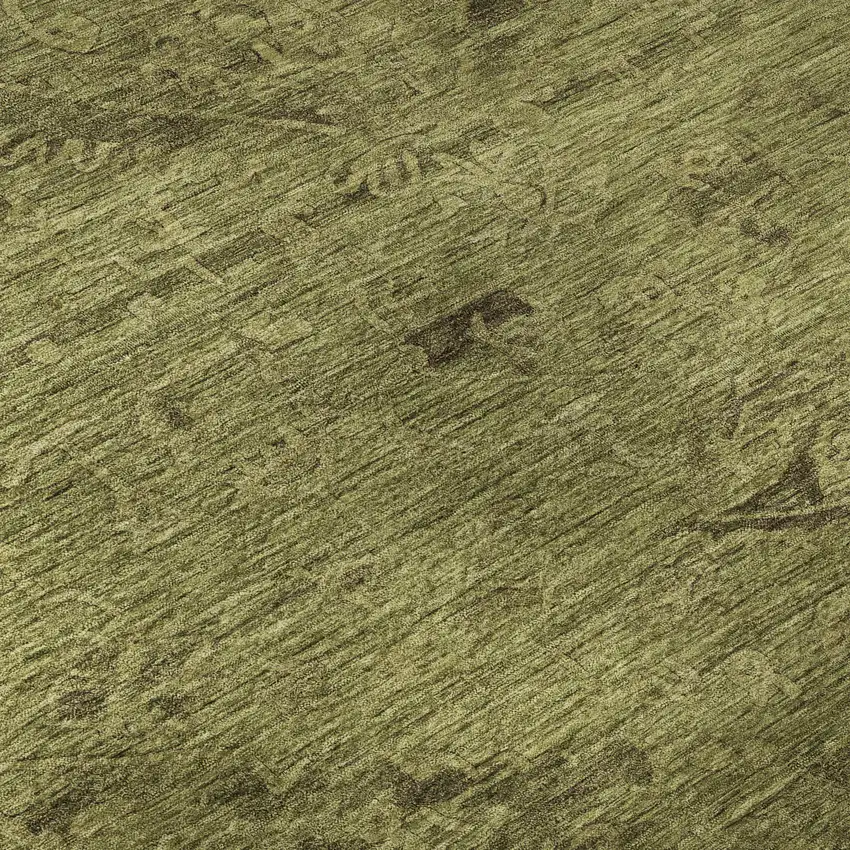 Olive Green And Gray Medallion Washable Area Rug With UV Protection Photo 9