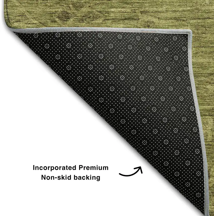 Olive Green And Gray Medallion Washable Area Rug With UV Protection Photo 6