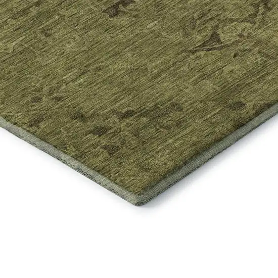 Olive Green And Gray Medallion Washable Area Rug With UV Protection Photo 7