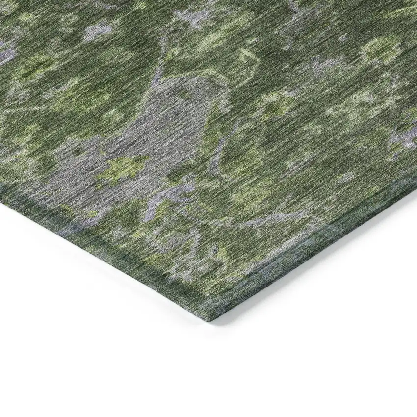 Olive Green And Gray Medallion Washable Indoor Outdoor Area Rug Photo 5