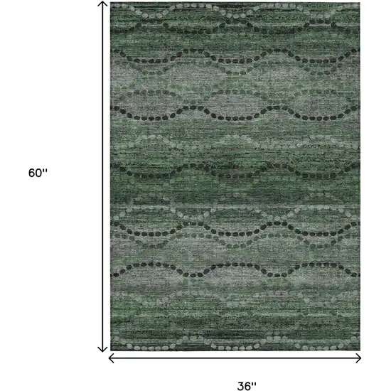 Olive Green And Gray Ogee Washable Indoor Outdoor Area Rug Photo 9