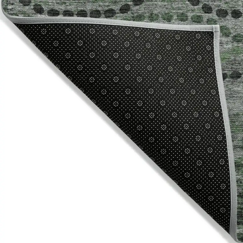 Olive Green And Gray Ogee Washable Indoor Outdoor Area Rug Photo 7