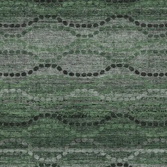 Olive Green And Gray Ogee Washable Indoor Outdoor Area Rug Photo 6