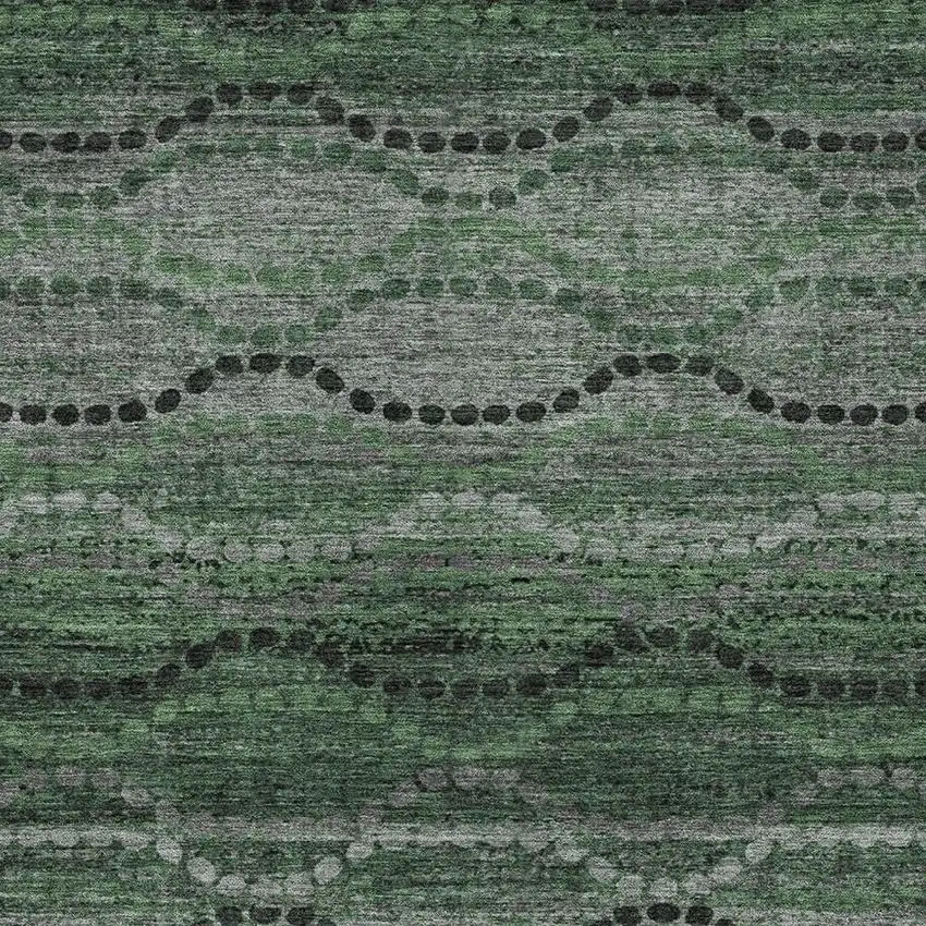 Olive Green And Gray Ogee Washable Indoor Outdoor Area Rug Photo 6