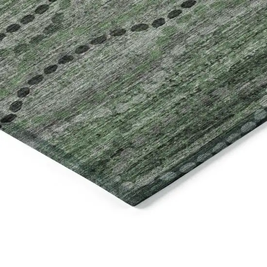 Olive Green And Gray Ogee Washable Indoor Outdoor Area Rug Photo 5