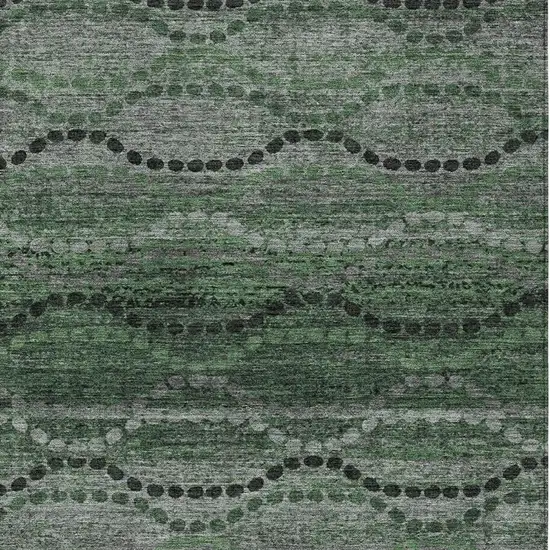 Olive Green And Gray Ogee Washable Indoor Outdoor Area Rug Photo 4