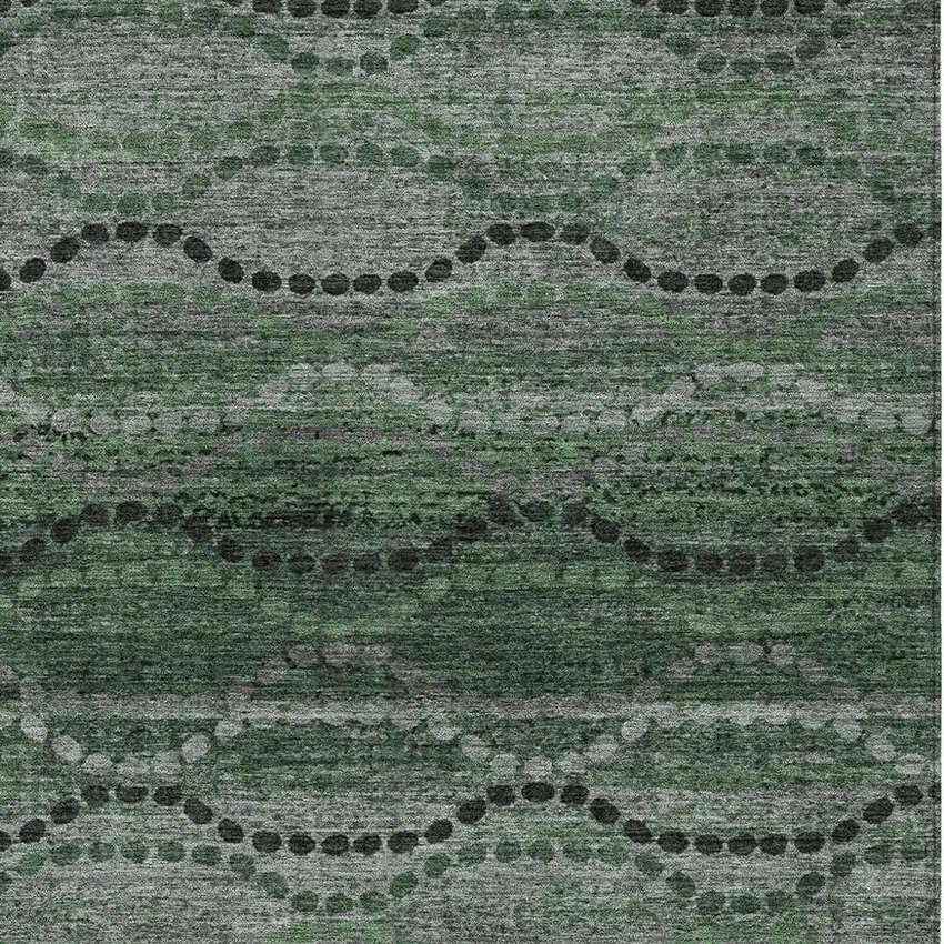Olive Green And Gray Ogee Washable Indoor Outdoor Area Rug Photo 4