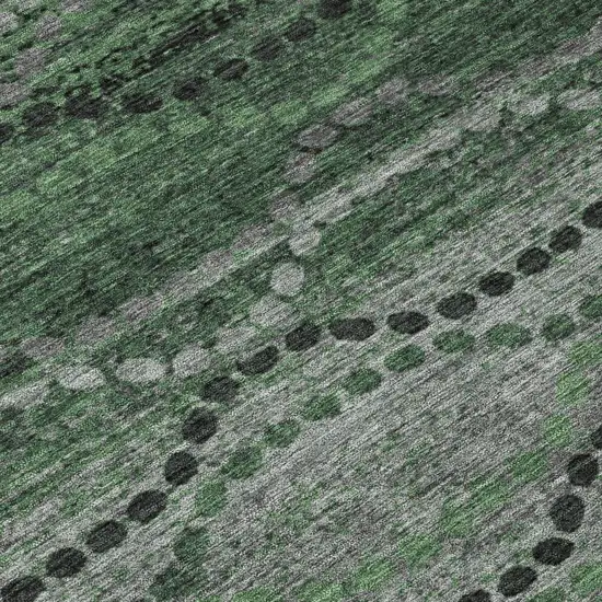 Olive Green And Gray Ogee Washable Indoor Outdoor Area Rug Photo 8