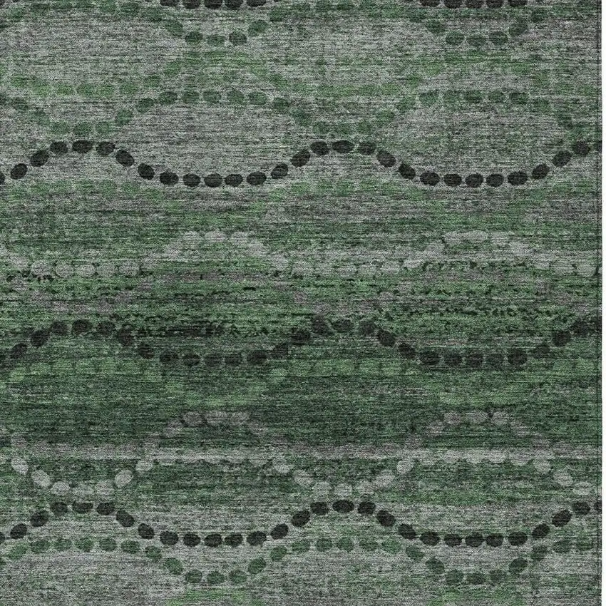 Olive Green And Gray Ogee Washable Indoor Outdoor Area Rug Photo 4