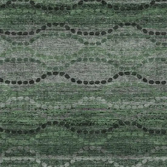 Olive Green And Gray Ogee Washable Indoor Outdoor Area Rug Photo 4