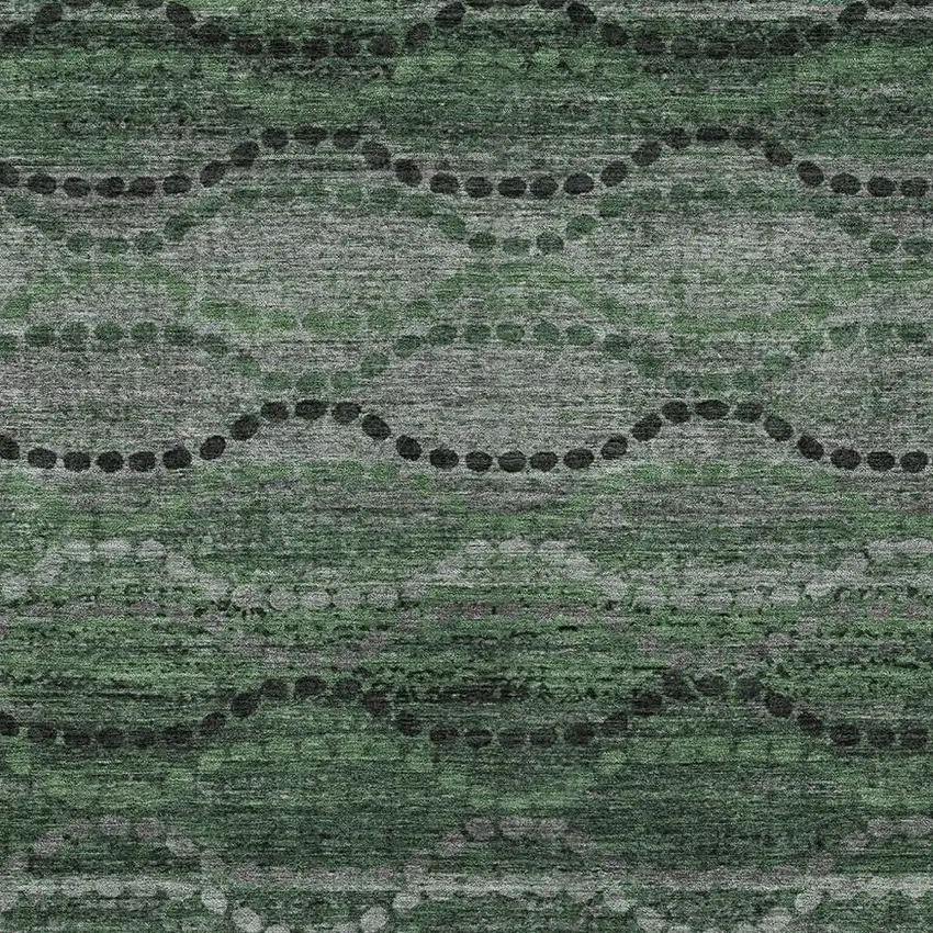 Olive Green And Gray Ogee Washable Indoor Outdoor Area Rug Photo 4