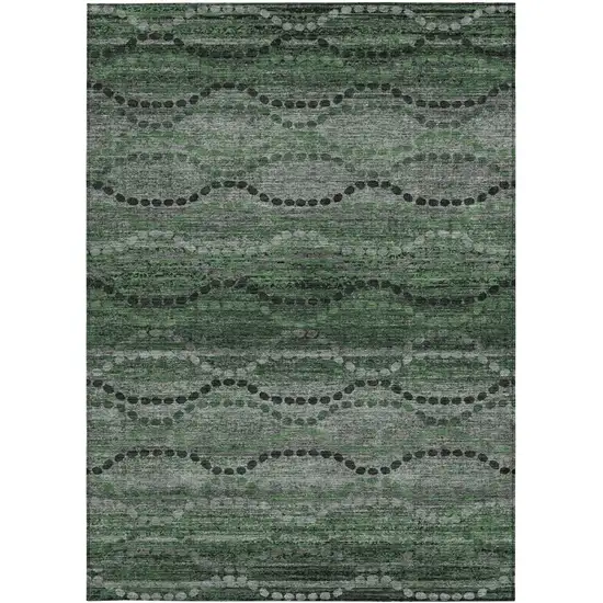 Olive Green And Gray Ogee Washable Indoor Outdoor Area Rug Photo 3