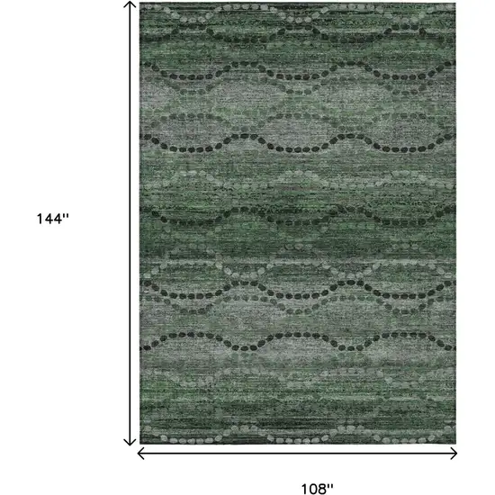 Olive Green And Gray Ogee Washable Indoor Outdoor Area Rug Photo 8