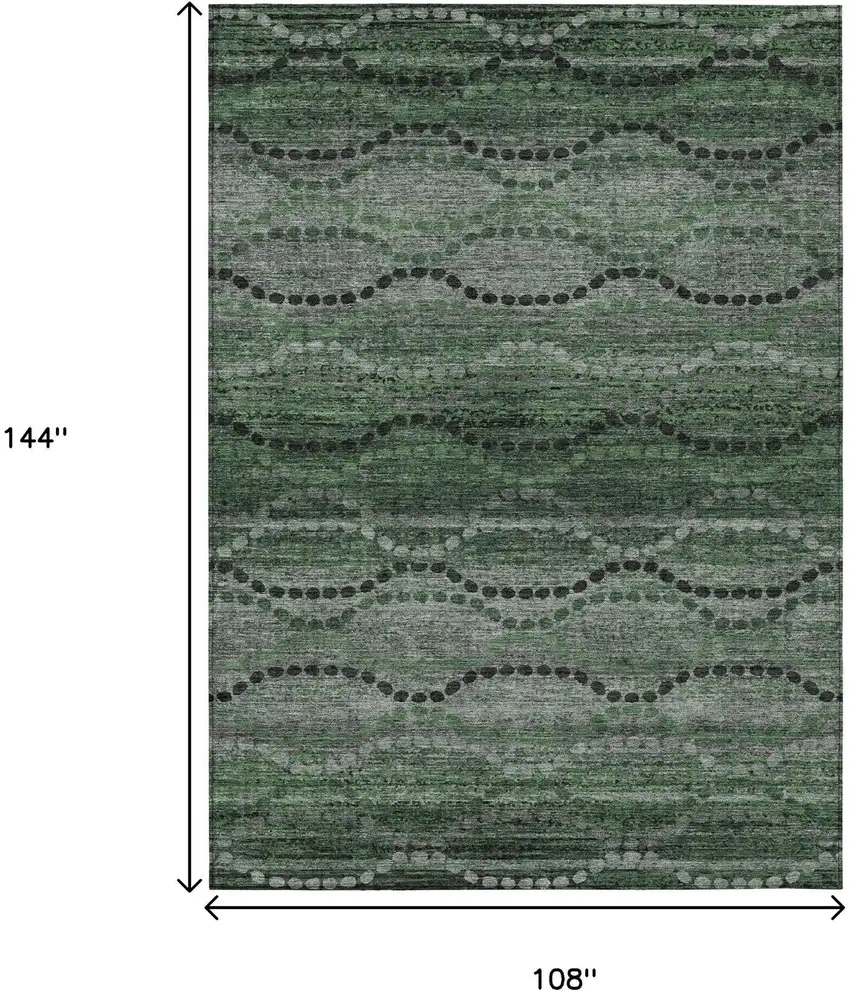 Olive Green And Gray Ogee Washable Indoor Outdoor Area Rug Photo 8