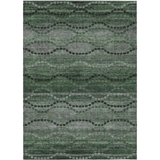 Olive Green And Gray Ogee Washable Indoor Outdoor Area Rug Photo 1