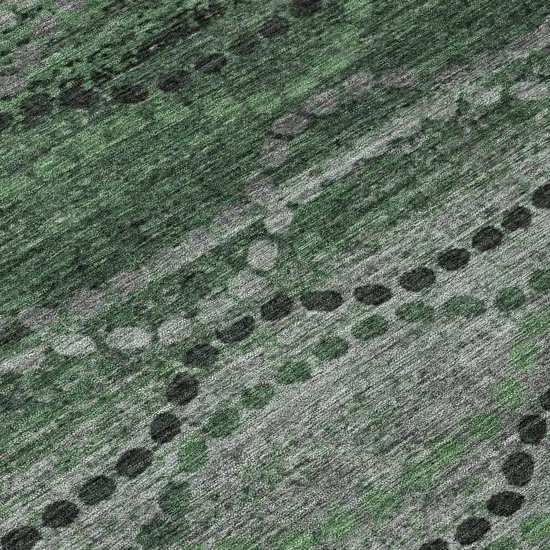 Olive Green And Gray Ogee Washable Indoor Outdoor Area Rug Photo 7