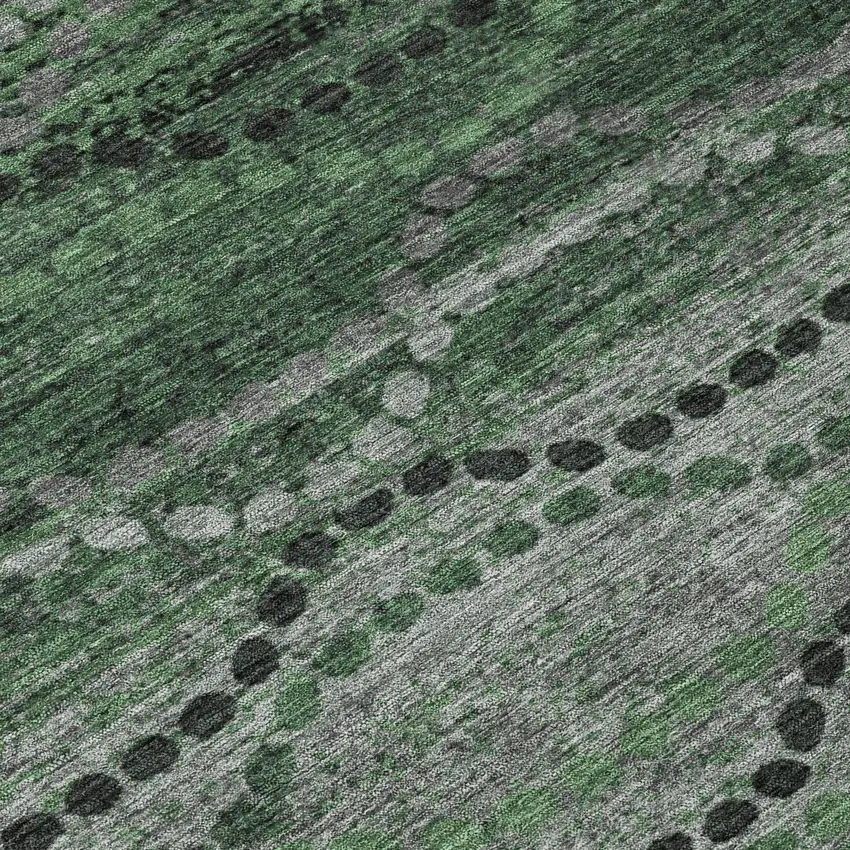 Olive Green And Gray Ogee Washable Indoor Outdoor Area Rug Photo 7