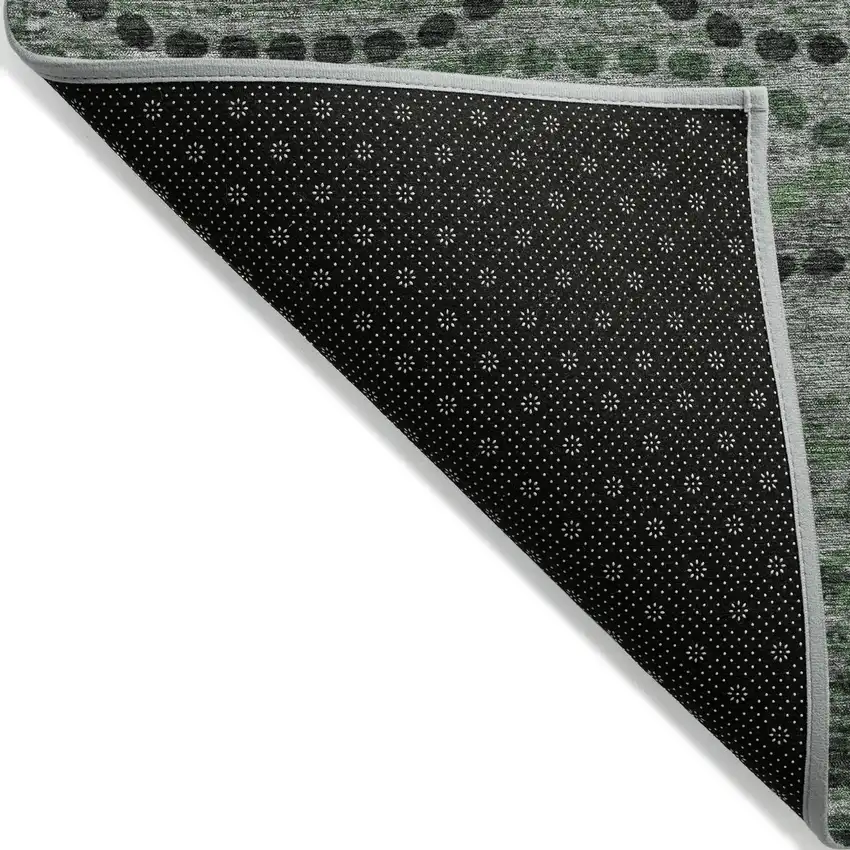Olive Green And Gray Ogee Washable Indoor Outdoor Area Rug Photo 6