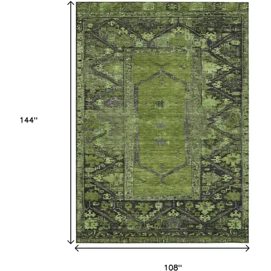 Olive Green And Gray Oriental Washable Indoor Outdoor Area Rug Photo 8