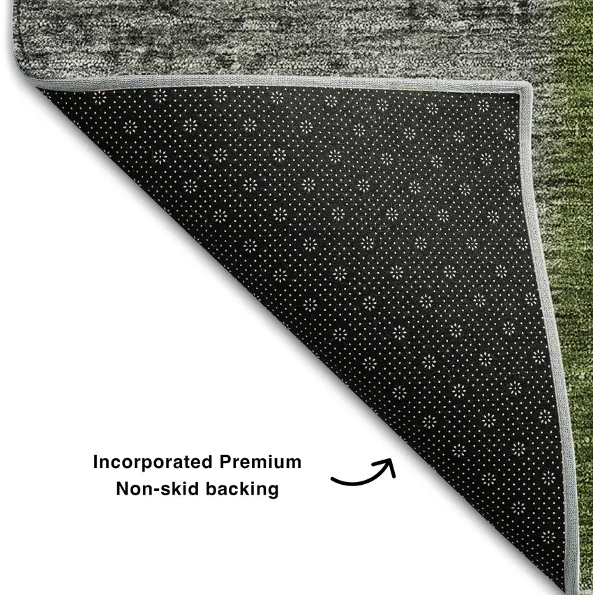 Olive Green And Gray Patchwork Washable Area Rug With UV Protection Photo 6