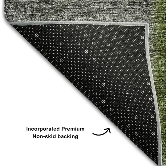 Olive Green And Gray Patchwork Washable Area Rug With UV Protection Photo 6