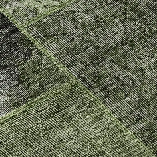 Olive Green And Gray Patchwork Washable Area Rug With UV Protection Photo 9