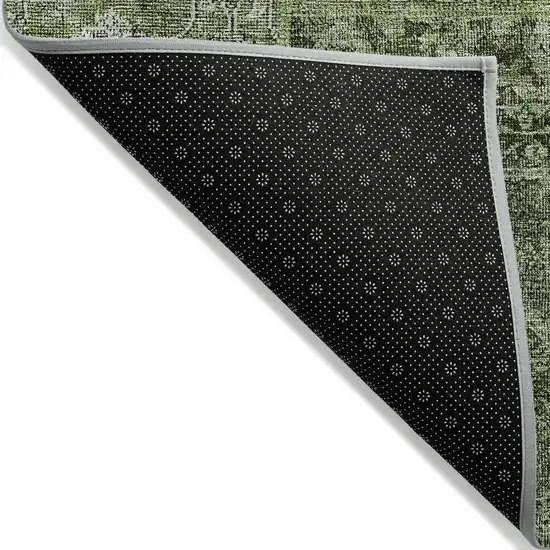 Olive Green And Gray Patchwork Washable Indoor Outdoor Area Rug Photo 4
