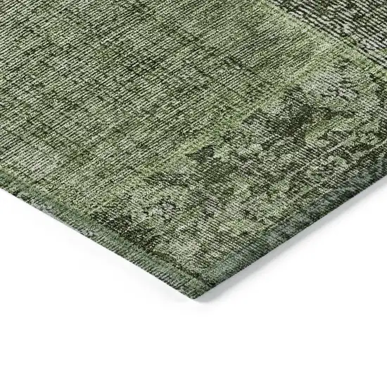 Olive Green And Gray Patchwork Washable Indoor Outdoor Area Rug Photo 5
