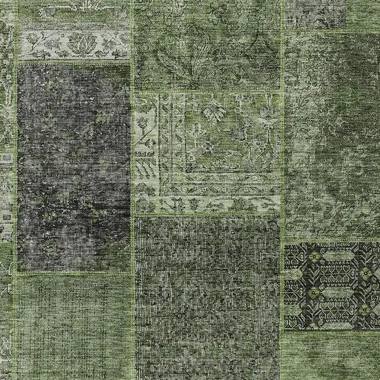 Olive Green And Gray Patchwork Washable Indoor Outdoor Area Rug Photo 6