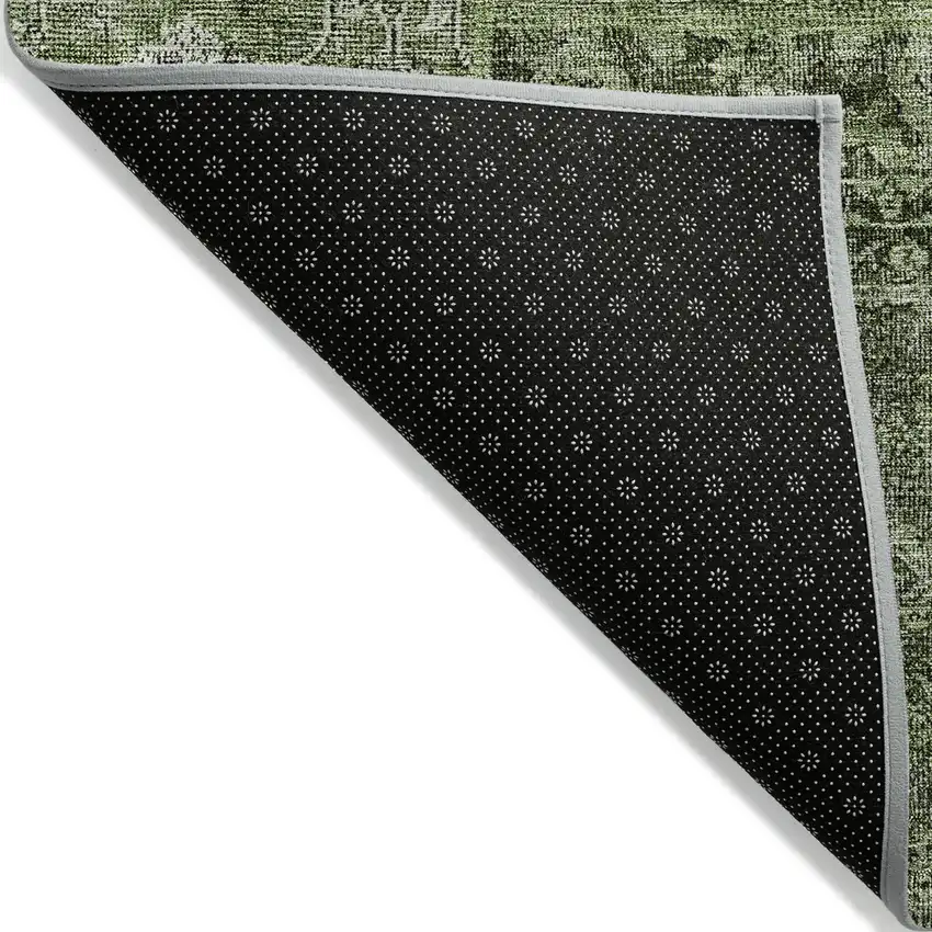 Olive Green And Gray Patchwork Washable Indoor Outdoor Area Rug Photo 4