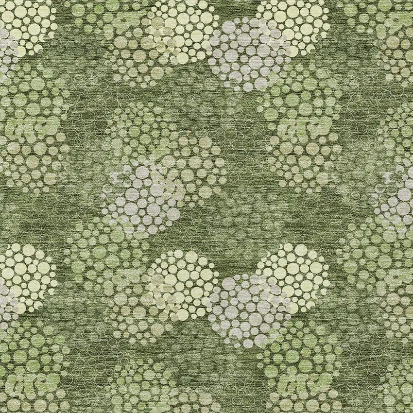 Olive Green And Gray Polka Dot Washable Indoor Outdoor Area Rug Photo 7