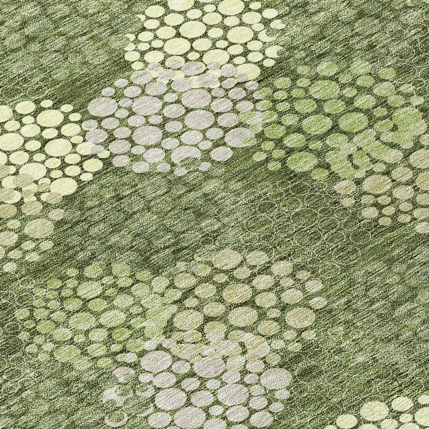Olive Green And Gray Polka Dot Washable Indoor Outdoor Area Rug Photo 6