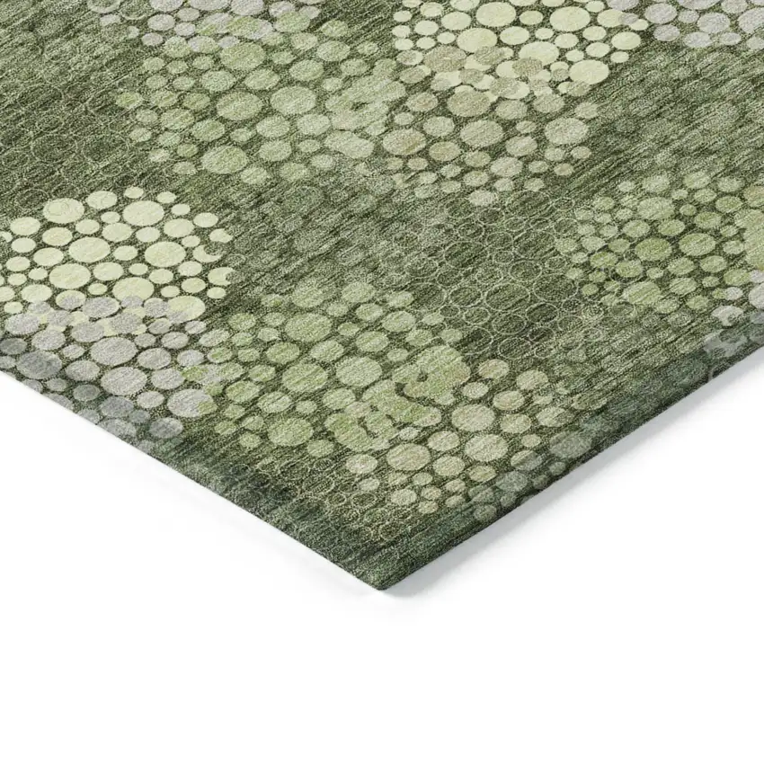 Olive Green And Gray Polka Dot Washable Indoor Outdoor Area Rug Photo 5