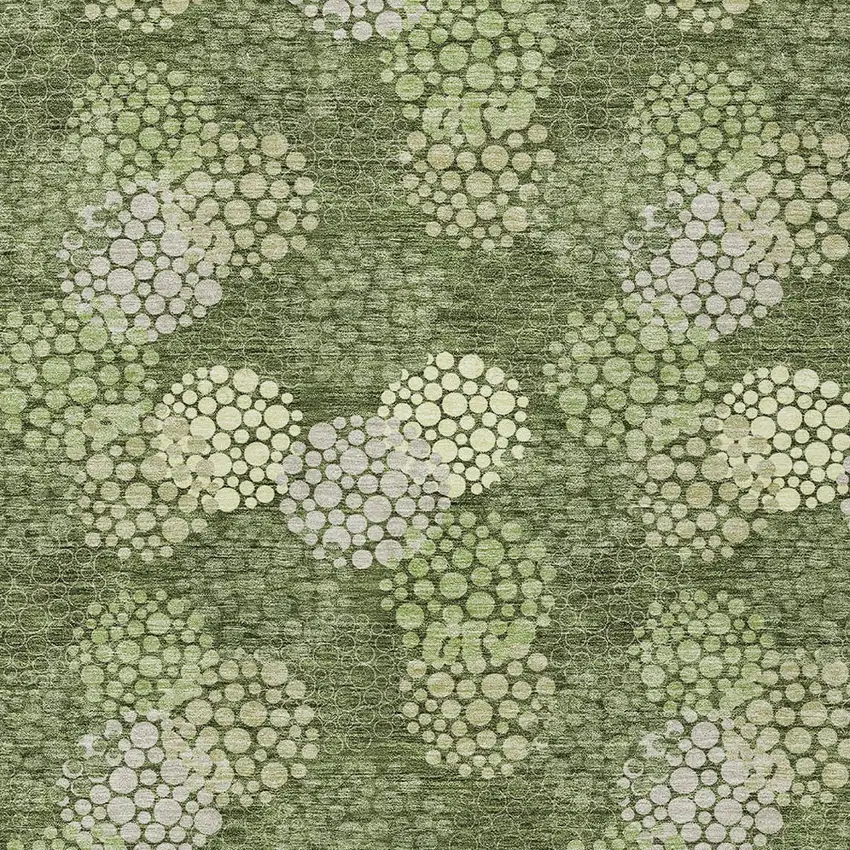 Olive Green And Gray Polka Dot Washable Indoor Outdoor Area Rug Photo 7