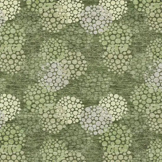 Olive Green And Gray Polka Dot Washable Indoor Outdoor Area Rug Photo 7