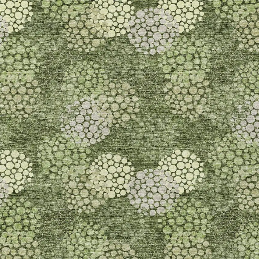 Olive Green And Gray Polka Dot Washable Indoor Outdoor Area Rug Photo 7