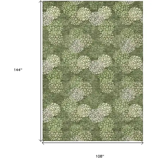 Olive Green And Gray Polka Dot Washable Indoor Outdoor Area Rug Photo 3