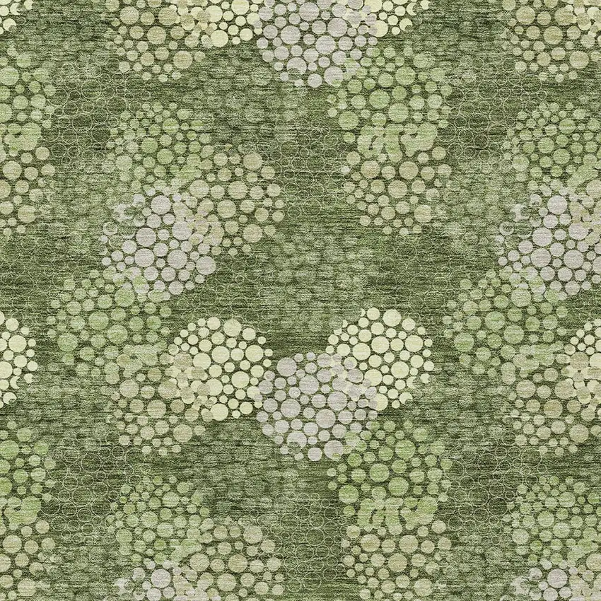 Olive Green And Gray Polka Dot Washable Indoor Outdoor Area Rug Photo 7