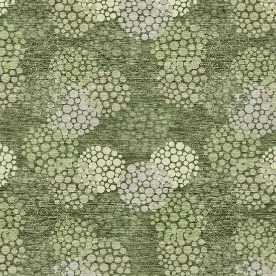 Olive Green And Gray Polka Dot Washable Indoor Outdoor Area Rug Photo 7