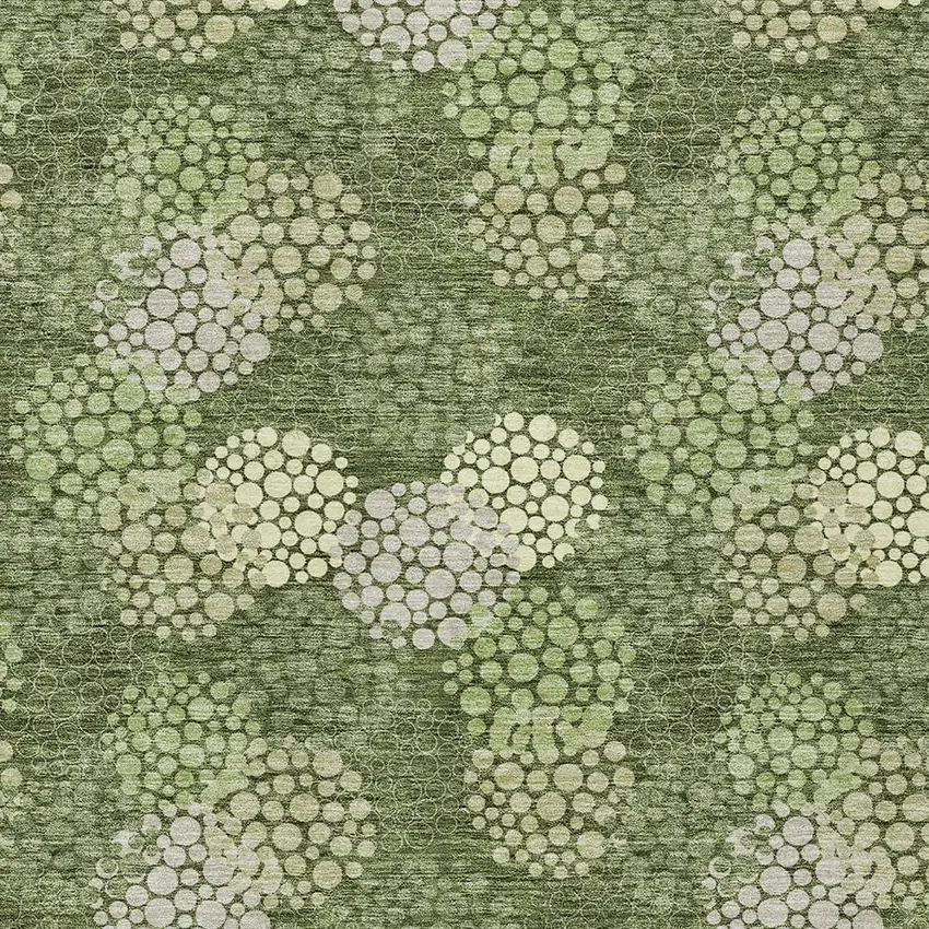 Olive Green And Gray Polka Dot Washable Indoor Outdoor Area Rug Photo 7