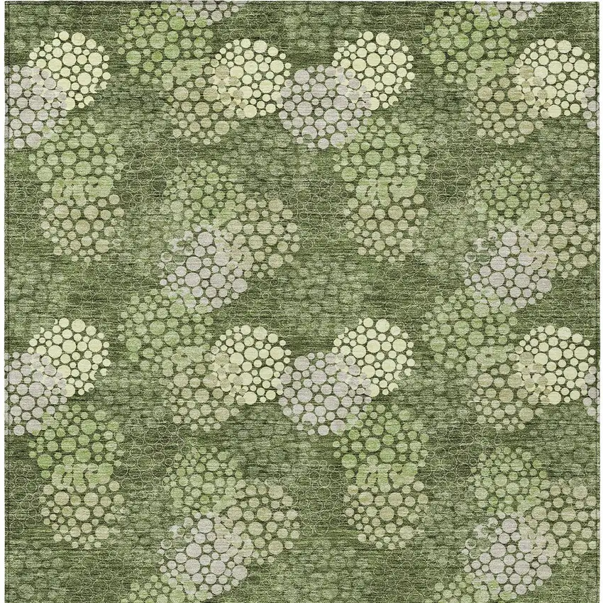 Olive Green And Gray Polka Dot Washable Indoor Outdoor Area Rug Photo 8
