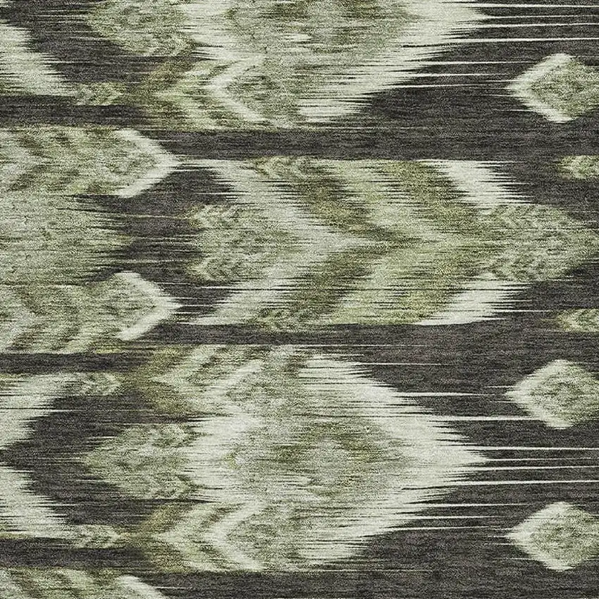 Olive Green And Gray Southwestern Washable Area Rug With UV Protection Photo 3