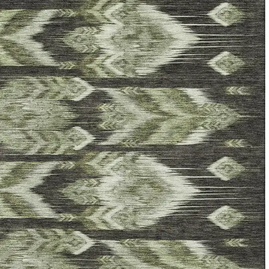 Olive Green And Gray Southwestern Washable Area Rug With UV Protection Photo 4